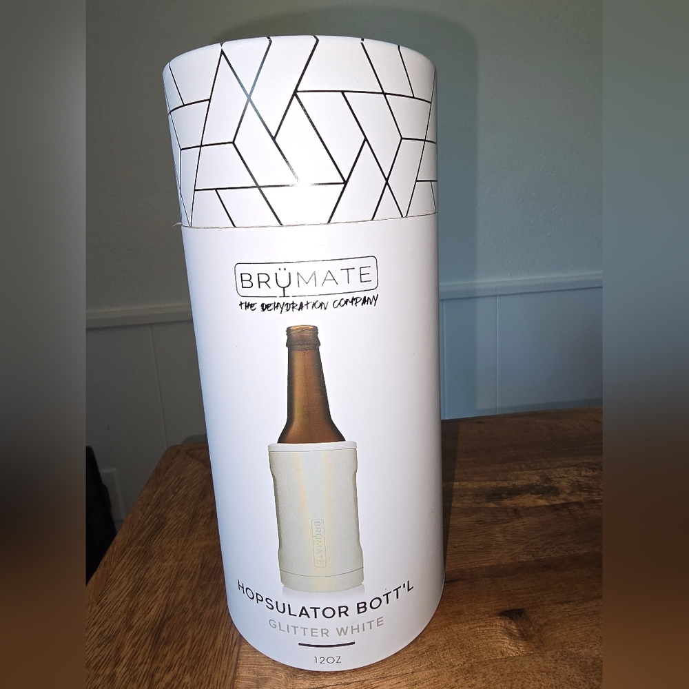 BruMate Hopsulator Bott'l in Glitter White for 12oz Bottles! New!